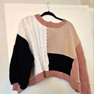 POL mixed media sweater